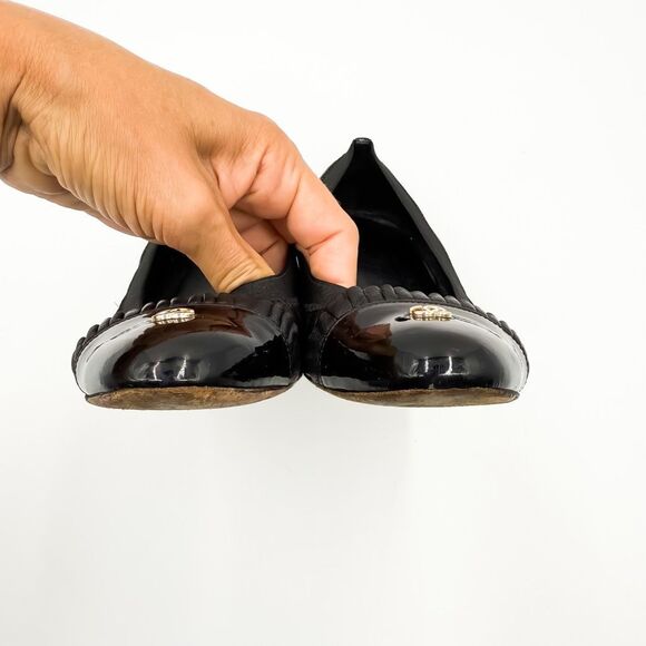 Chanel CC Cap Toe Ballet Flats Black Leather EU 37 US 6-6.5 - Picture 14 of 15